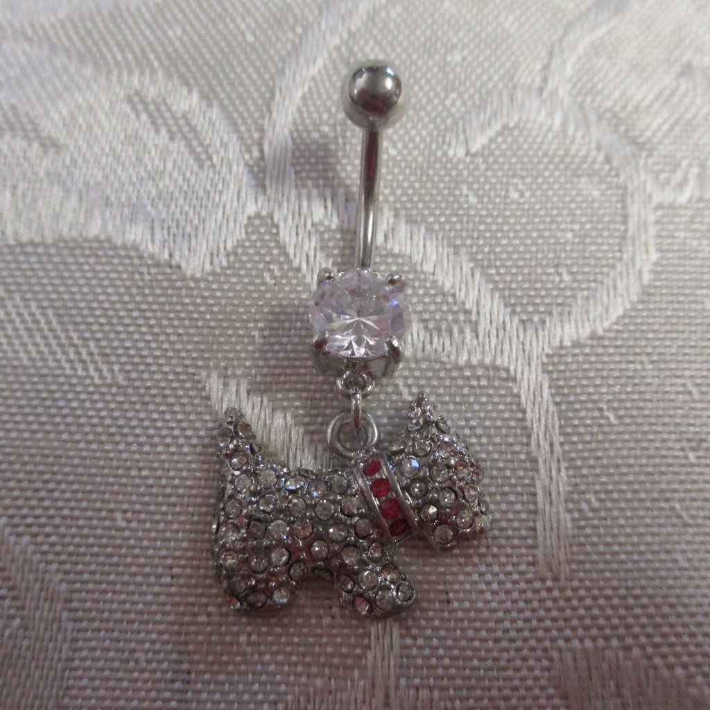Dangle Crystal Dog Belly Ring